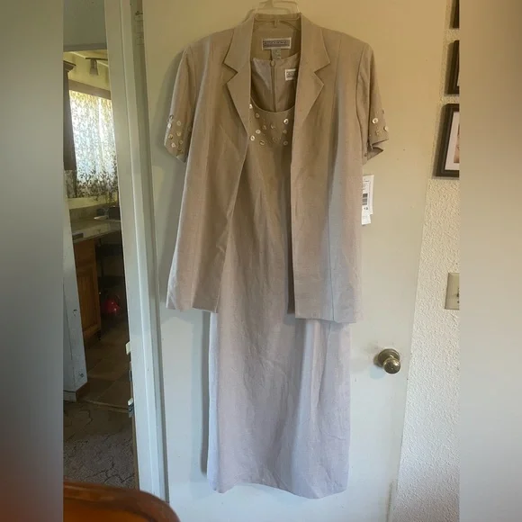 Jessica Howard | Dresses | Jessica Howard Natural Twopiece Linen Croquet  Dress With Jacket | Poshmark